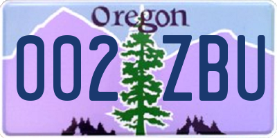 OR license plate 002ZBU