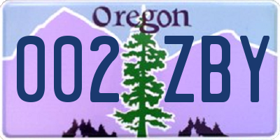 OR license plate 002ZBY