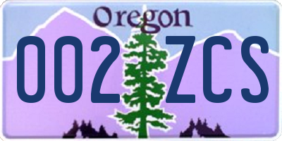 OR license plate 002ZCS