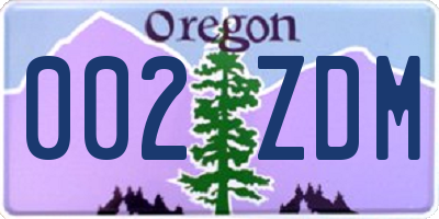 OR license plate 002ZDM