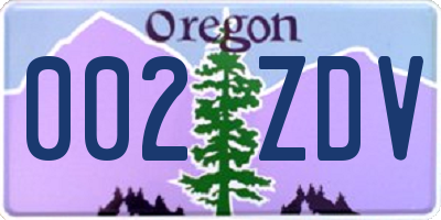 OR license plate 002ZDV