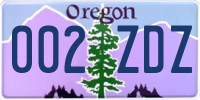 OR license plate 002ZDZ
