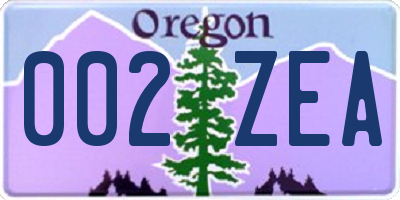 OR license plate 002ZEA