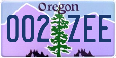 OR license plate 002ZEE