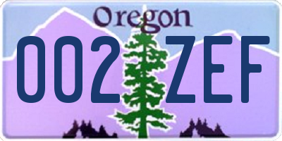 OR license plate 002ZEF