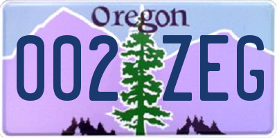 OR license plate 002ZEG