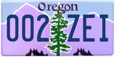 OR license plate 002ZEI