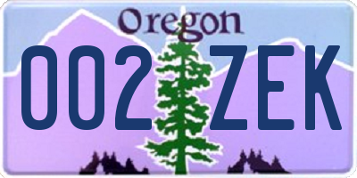 OR license plate 002ZEK