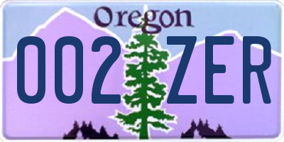OR license plate 002ZER