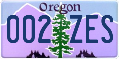 OR license plate 002ZES
