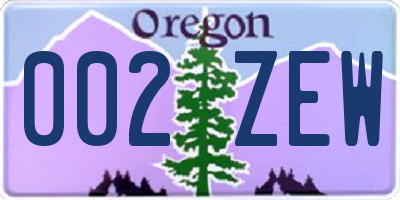 OR license plate 002ZEW