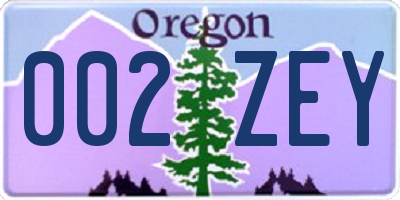 OR license plate 002ZEY