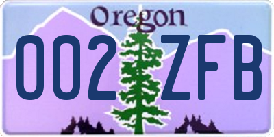 OR license plate 002ZFB