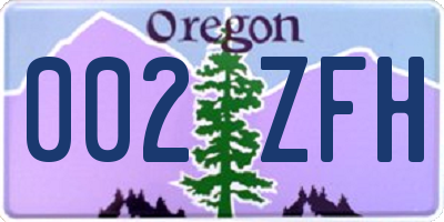 OR license plate 002ZFH