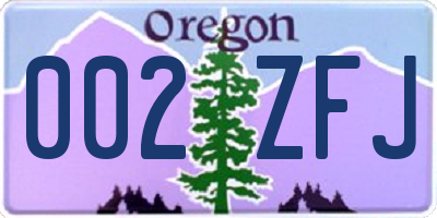 OR license plate 002ZFJ