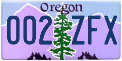 OR license plate 002ZFX