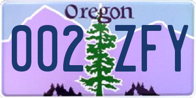OR license plate 002ZFY