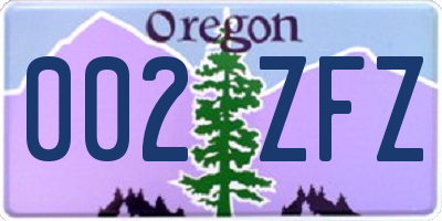 OR license plate 002ZFZ