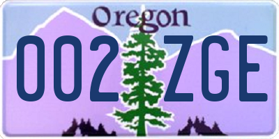 OR license plate 002ZGE