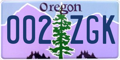 OR license plate 002ZGK