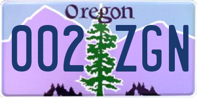 OR license plate 002ZGN