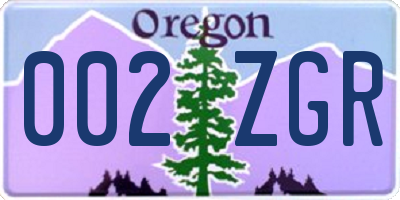 OR license plate 002ZGR