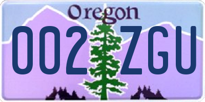 OR license plate 002ZGU
