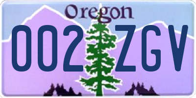 OR license plate 002ZGV