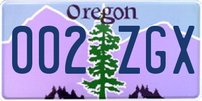 OR license plate 002ZGX