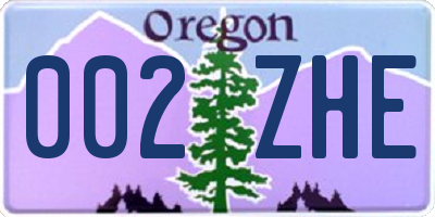 OR license plate 002ZHE