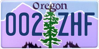 OR license plate 002ZHF
