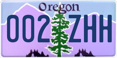OR license plate 002ZHH