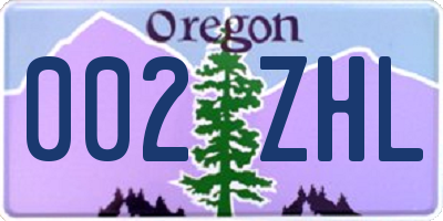 OR license plate 002ZHL