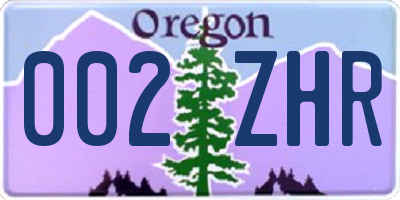 OR license plate 002ZHR