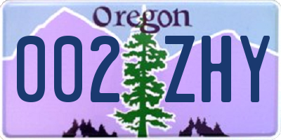 OR license plate 002ZHY