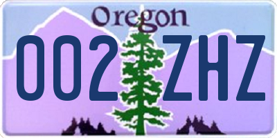 OR license plate 002ZHZ