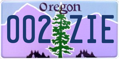 OR license plate 002ZIE