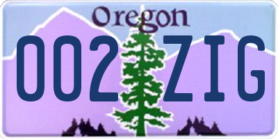 OR license plate 002ZIG