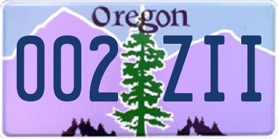 OR license plate 002ZII