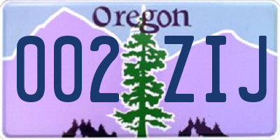 OR license plate 002ZIJ