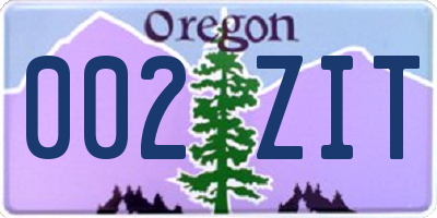 OR license plate 002ZIT