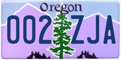 OR license plate 002ZJA