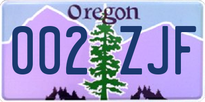 OR license plate 002ZJF