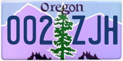 OR license plate 002ZJH