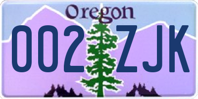 OR license plate 002ZJK