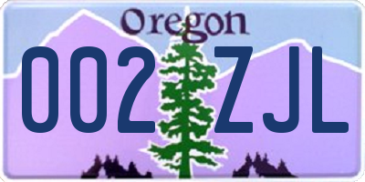 OR license plate 002ZJL