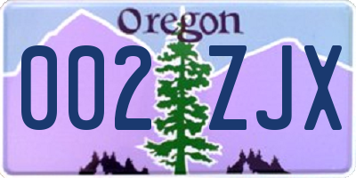 OR license plate 002ZJX