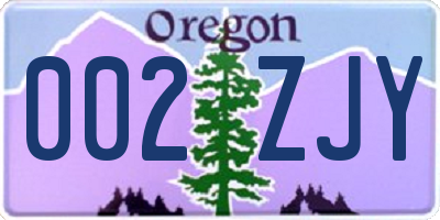 OR license plate 002ZJY