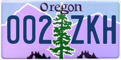 OR license plate 002ZKH
