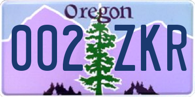 OR license plate 002ZKR
